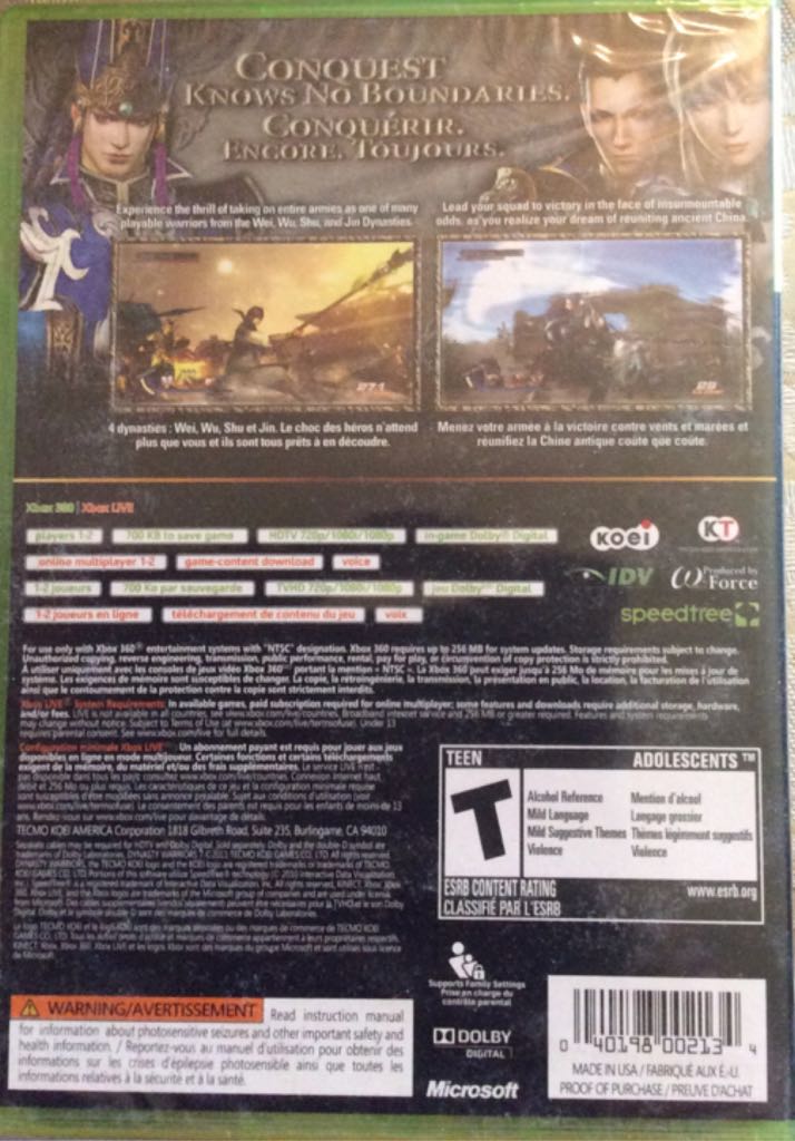 Dynasty Warriors 7 - Microsoft Xbox 360 (Koei - 2) video game collectible [Barcode 040198002134] - Main Image 2