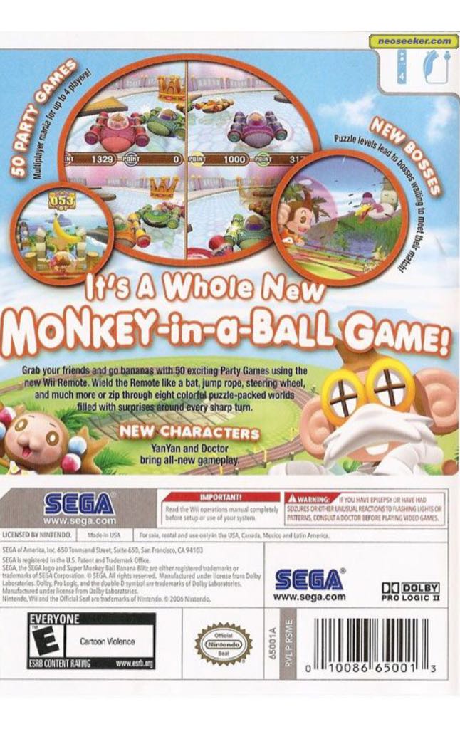 Super Monkeyball Banana Blitz - Nintendo Wii (""Sega of America, Inc."” - 4) video game collectible - Main Image 2