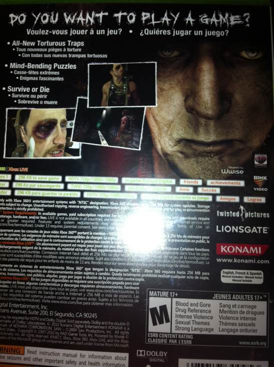 Saw 2 - Microsoft Xbox 360 video game collectible - Main Image 2