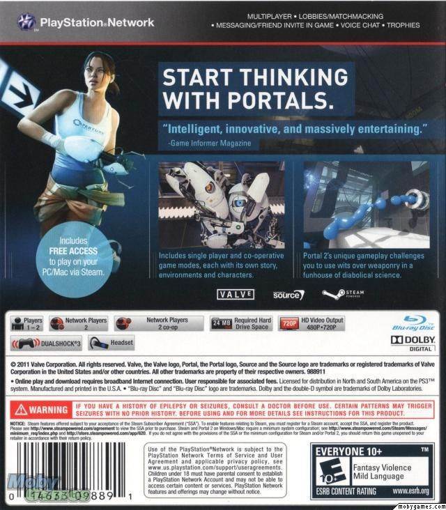 Portal 2 - Sony PlayStation 3 (PS3) (Valve Corporation - 2) video game collectible [Barcode 014633098891] - Main Image 2