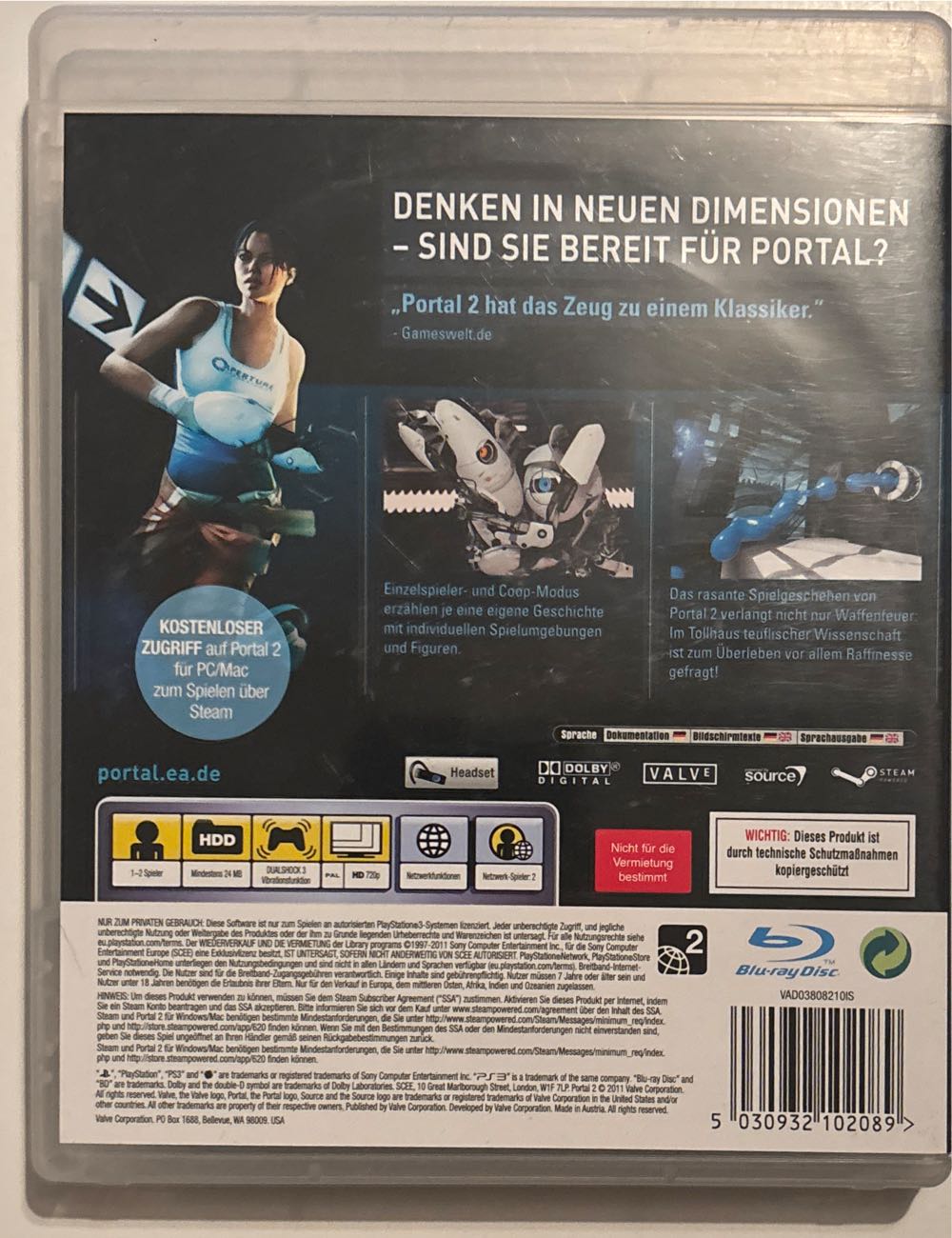 Portal 2 - Sony PlayStation 3 (PS3) (Valve Corporation - 2) video game collectible [Barcode 5030932102089] - Main Image 2
