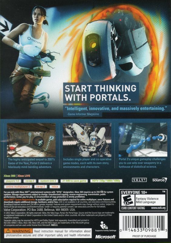 Portal 2 - Microsoft Xbox 360 (Ubisoft - 1-2) video game collectible [Barcode 5030939102129] - Main Image 2