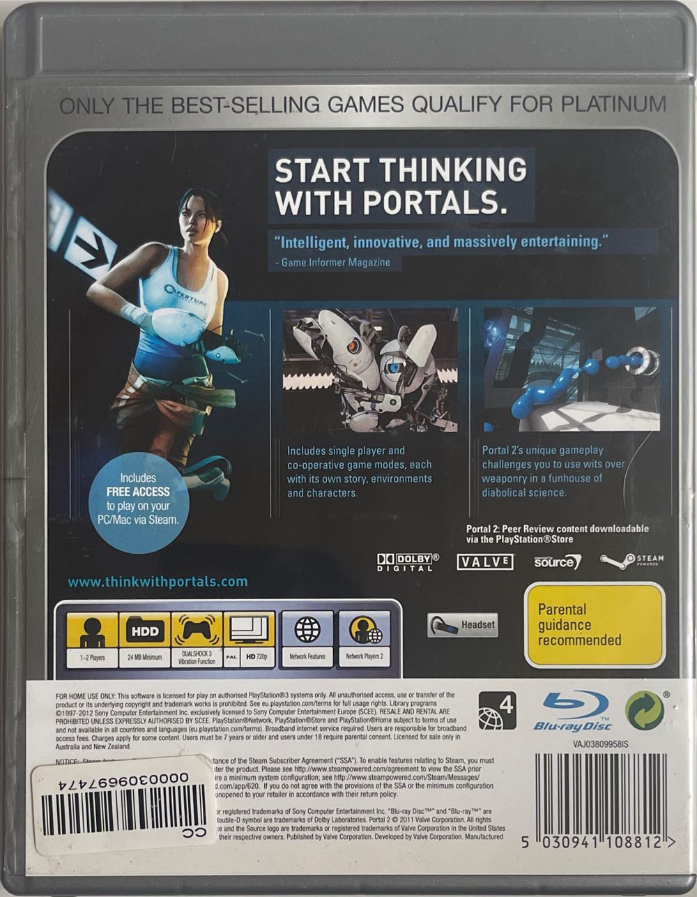 Portal 2 - Sony PlayStation 3 (PS3) (2) video game collectible [Barcode 5030941108812] - Main Image 2