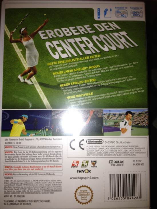 TopSpin 4 - Nintendo Wii (4) video game collectible [Barcode 5026555044288] - Main Image 2