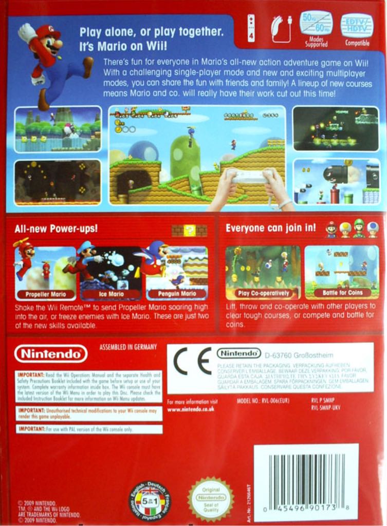 New Super Mario Bros Wii - Nintendo Wii (Nintendo - 1-4) video game collectible - Main Image 2