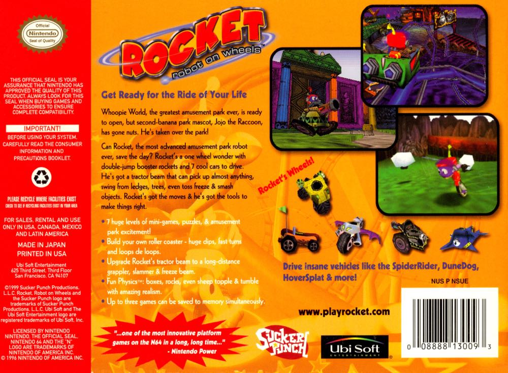 Rocket:  Robot On Wheels - Nintendo 64 (N64) video game collectible - Main Image 2