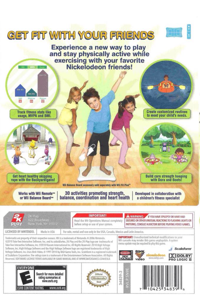 Nickelodeon Fit - Nintendo Wii (Take 2 Interactive - 8) video game collectible [Barcode 5026555045094] - Main Image 2