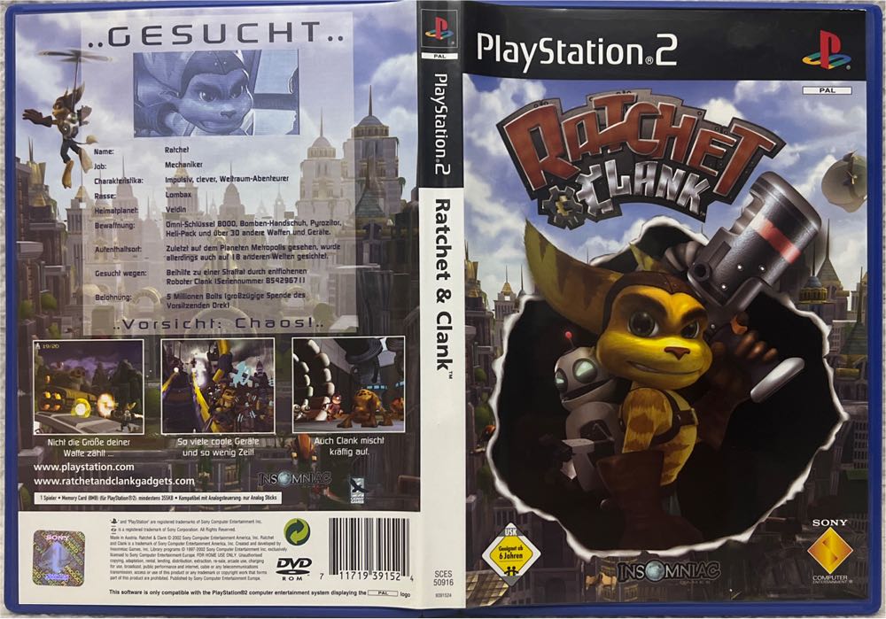 Ratchet and Clank - Sony PlayStation 2 (PS2) (Sony Computer Entertainment - 1) video game collectible [Barcode 711719391524] - Main Image 3