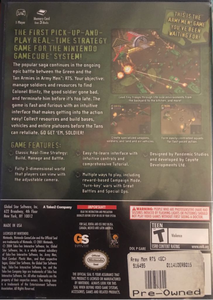 Army Men Real Time Strategy - Nintendo GameCube (Nintendo - 1) video game collectible [Barcode 17136693] - Main Image 2