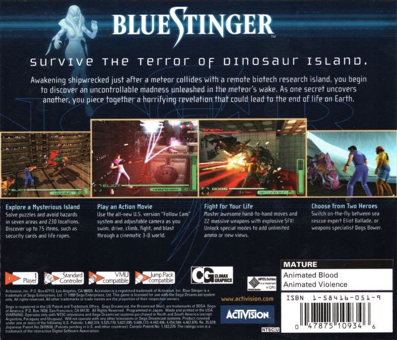 Blue Stinger - Sega Dreamcast (Activision - 1) video game collectible [Barcode 0047875109346] - Main Image 2