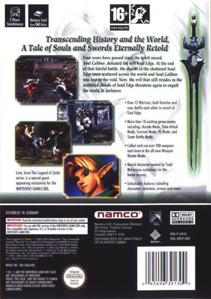 Soul Calibur 2 - Nintendo GameCube (Namco - 1-2) video game collectible [Barcode 045496391058] - Main Image 2