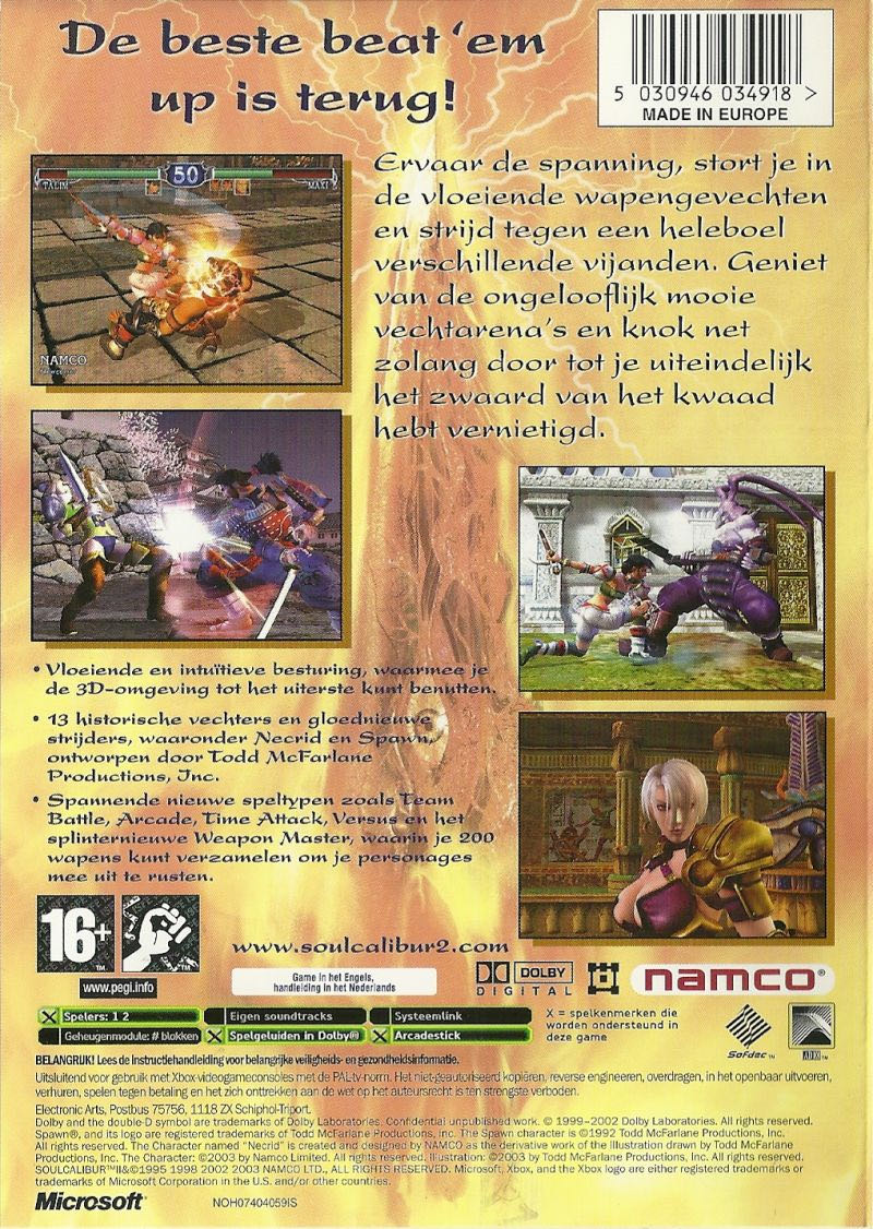 Soul Calibur II - Microsoft Xbox (Namco Hometek Inc. - 1-2) video game collectible [Barcode 5030946034918] - Main Image 2