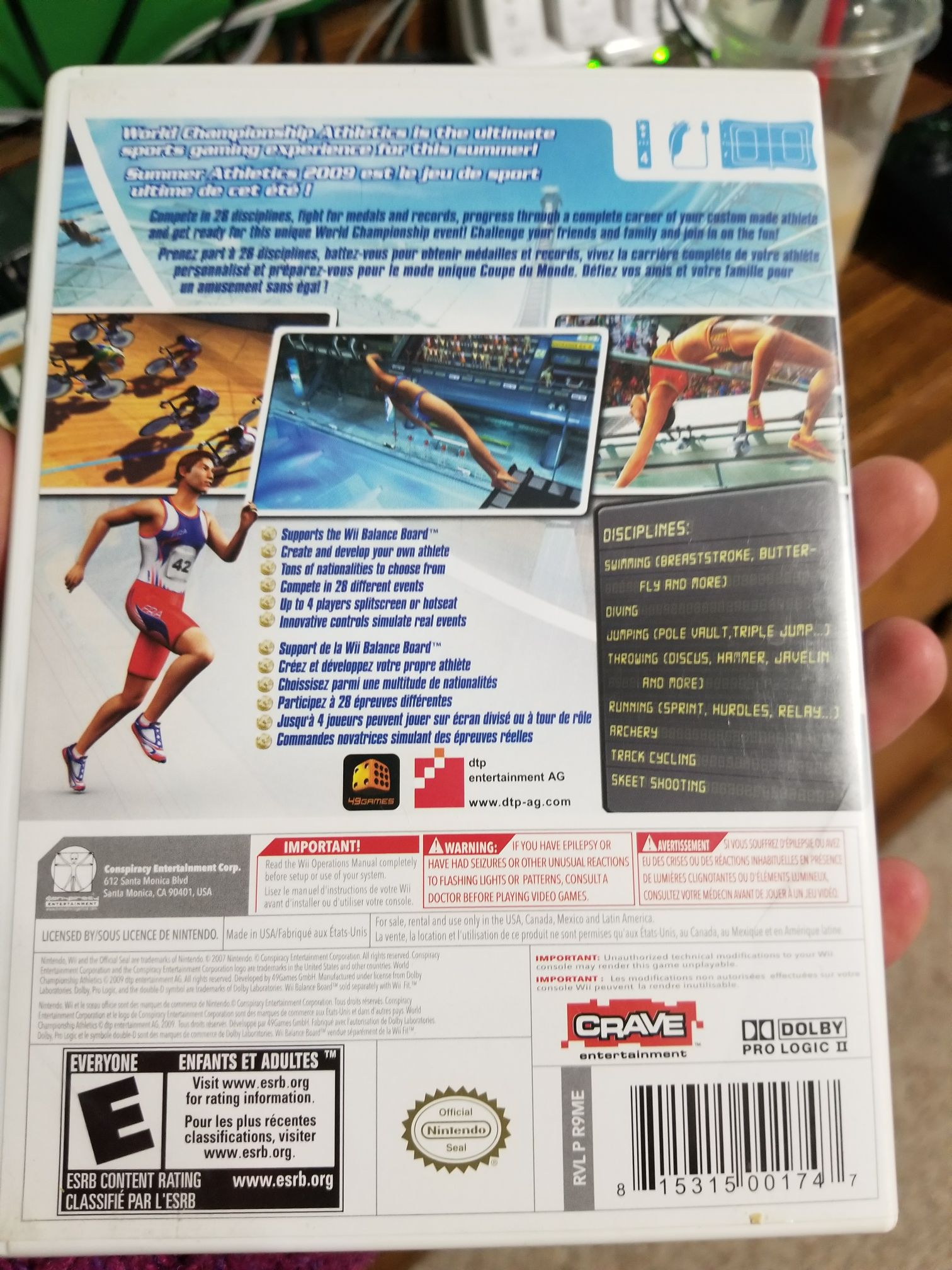 World Championship Athletics - Nintendo Wii video game collectible [Barcode 815315001747] - Main Image 2