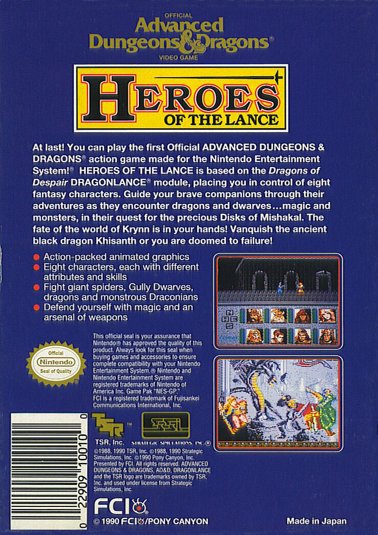 Advanced Dungeons & Dragons: Heroes of the Lance - Nintendo Entertainment System (NES) video game collectible - Main Image 2