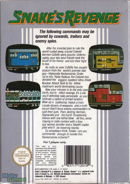 Snake’s Revenge - Nintendo Entertainment System (NES) video game collectible - Main Image 2