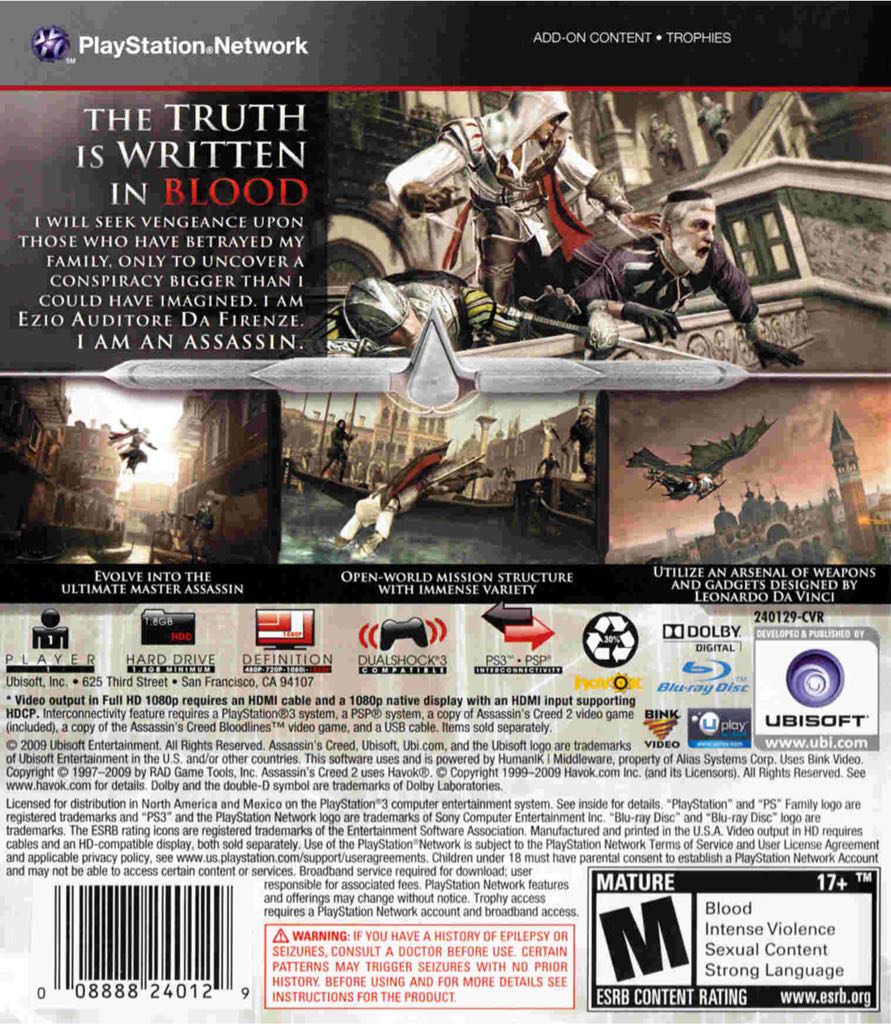 Assassin’s Creed (2) II - Sony PlayStation 3 (PS3) (Ubisoft - 1) video game collectible [Barcode 3307217934430] - Main Image 2