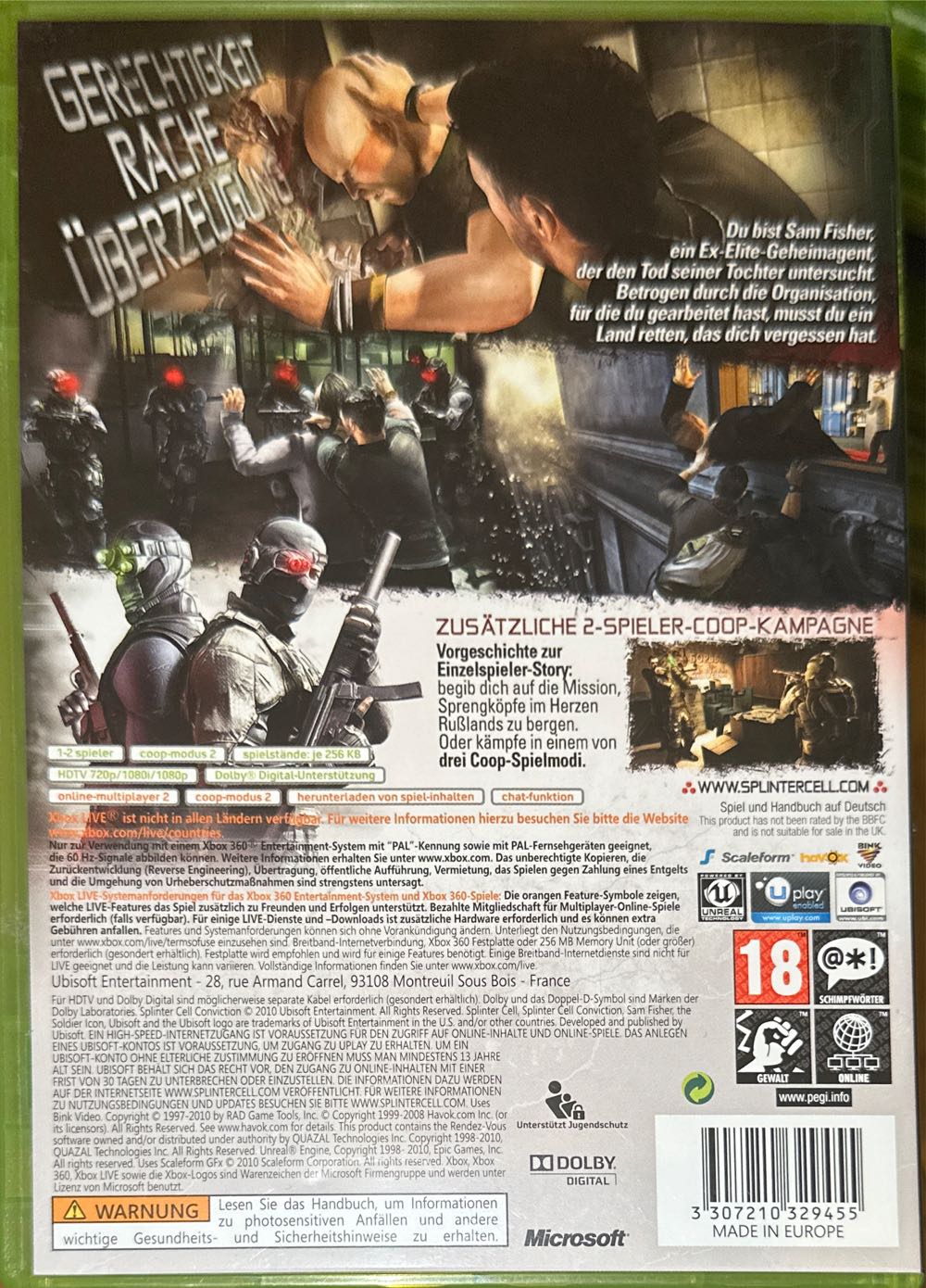 Splinter Cell Conviction - Microsoft Xbox 360 (Ubisoft - 1) video game collectible [Barcode 3307210329455] - Main Image 2