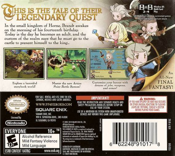 Final Fantasy: The 4 Heroes of Light - Nintendo DS (Square Enix - 1) video game collectible [Barcode 662248910178] - Main Image 2