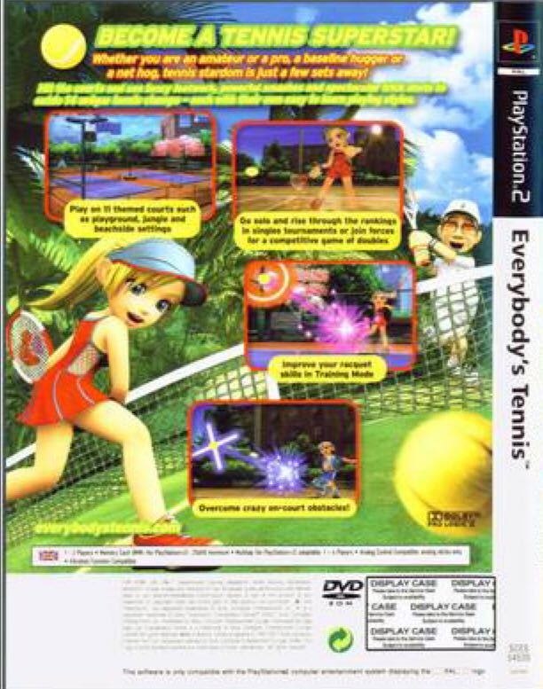 Everybody’s Tennis - Sony PlayStation 2 (PS2) (SCEE - 1-4) video game collectible [Barcode 711719695189] - Main Image 2