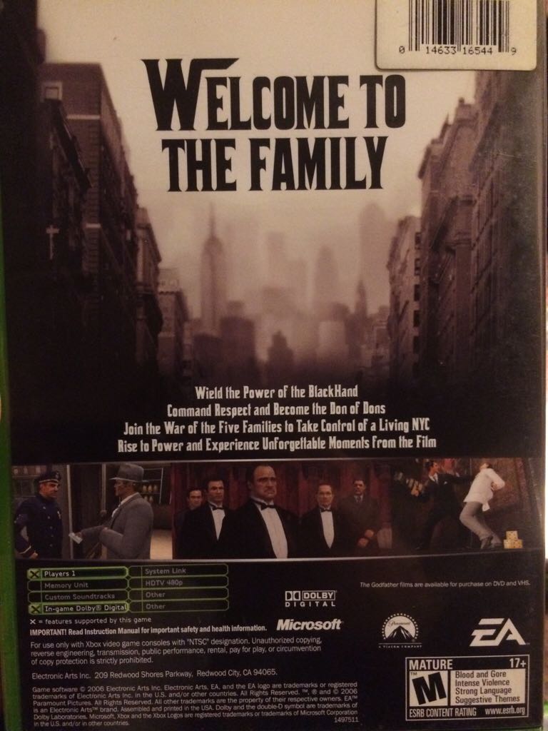 The Godfather The Game - Microsoft Xbox 360 video game collectible [Barcode 014633165449] - Main Image 2