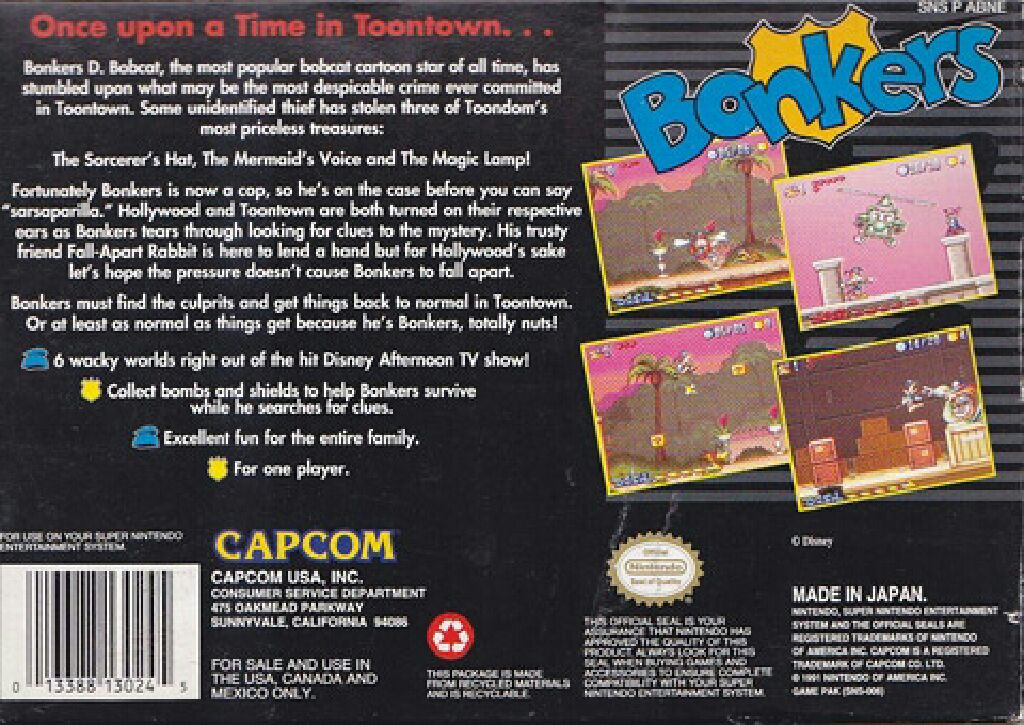 Bonkers - Nintendo Super Nintendo Entertainment System (SNES) video game collectible - Main Image 2