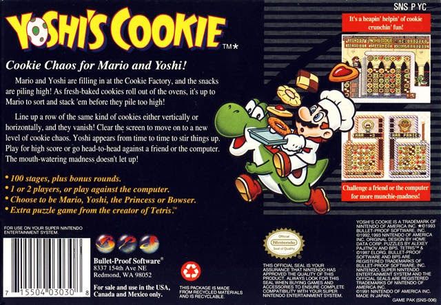 Yoshi’s Cookie - Nintendo Super Nintendo Entertainment System (SNES) (Nintendo - 2) video game collectible - Main Image 2