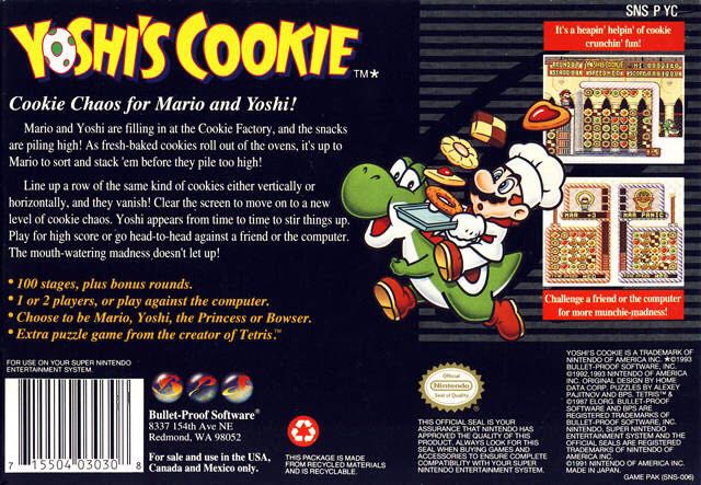 Yoshi’s Cookie - Nintendo Super Nintendo Entertainment System (SNES) (Nintendo) video game collectible - Main Image 2