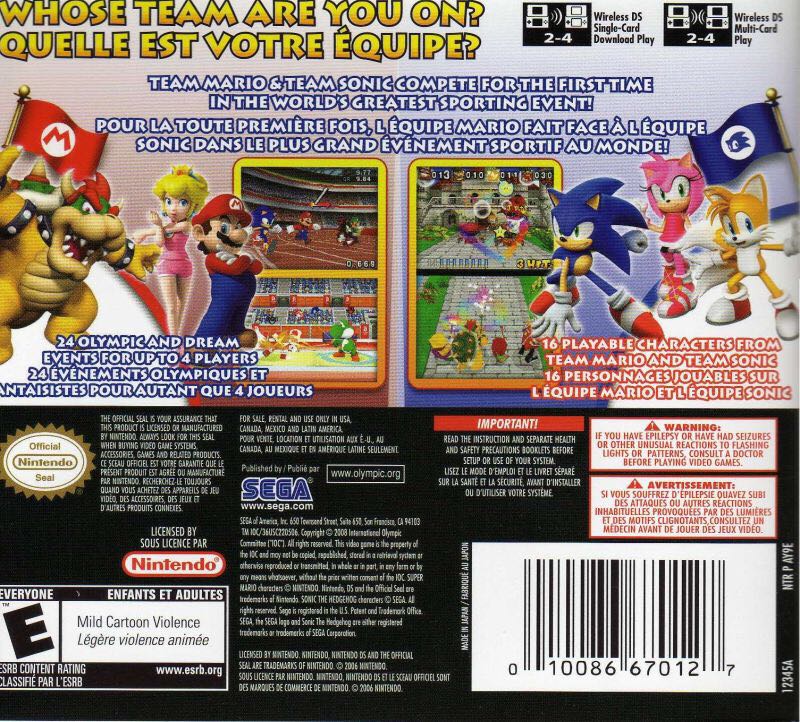 Mario and Sonic at the Olympic Games - Nintendo DS (Nintendo - 1) video game collectible [Barcode 5060138433533] - Main Image 2