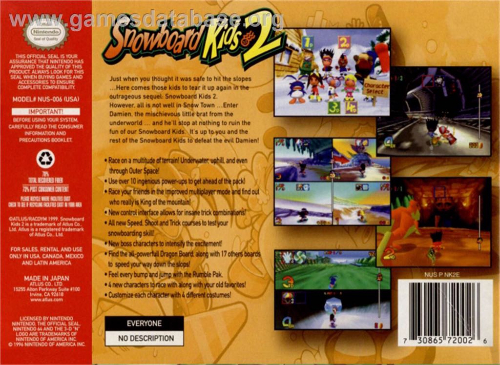 Snowboard Kids 2 - Nintendo 64 (N64) (Atlus - 1-4) video game collectible - Main Image 2