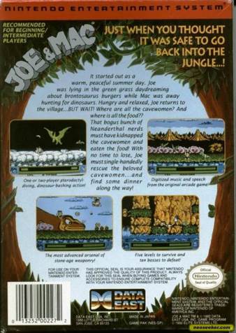 Joe & Mac - Nintendo Entertainment System (NES) (Data East - 1) video game collectible - Main Image 2