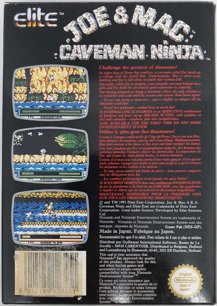 Joe & Mac: Caveman Ninja  - Nintendo Entertainment System (NES) (Data East - 1-2) video game collectible - Main Image 2