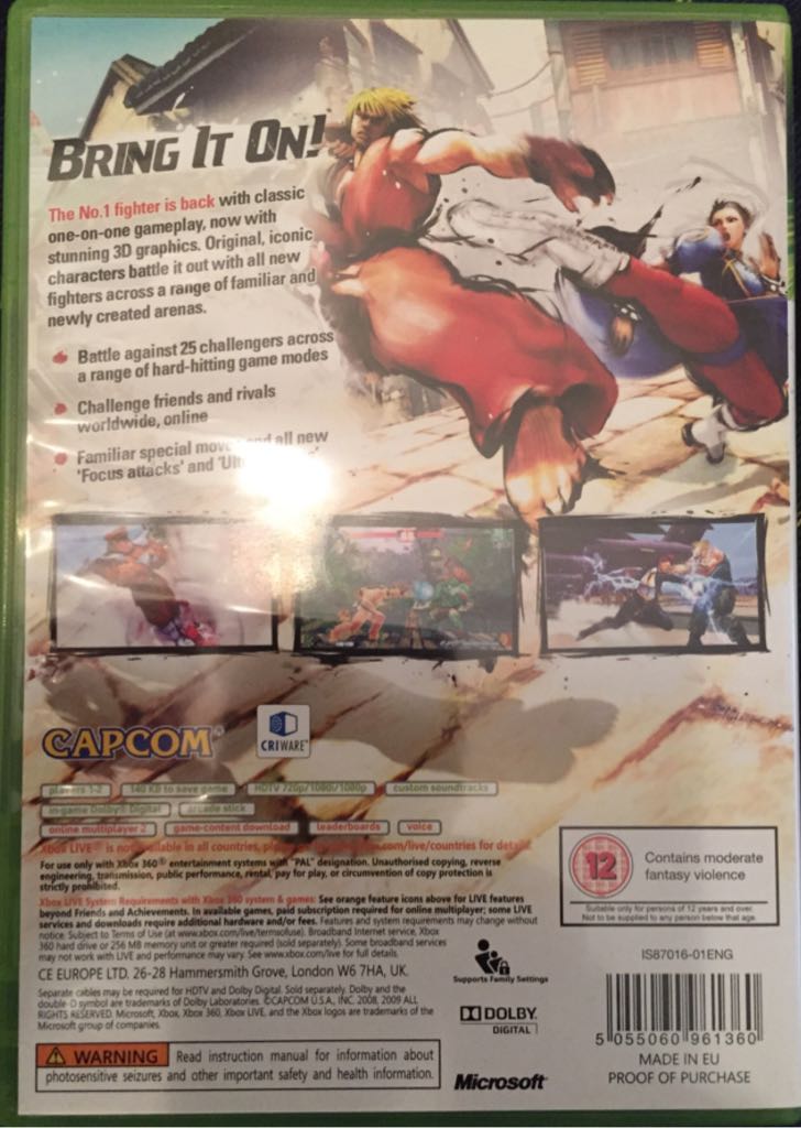 Street Fighter IV (Slip Cover) - Microsoft Xbox 360 (Capcom - 1) video game collectible [Barcode 5055060961360] - Main Image 2