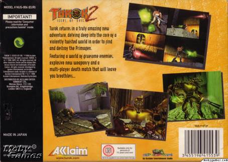 Turok 2: Seeds Of Evil - Nintendo 64 (N64) (Acclaim Entertainment - 1) video game collectible [Barcode 021421647551] - Main Image 2