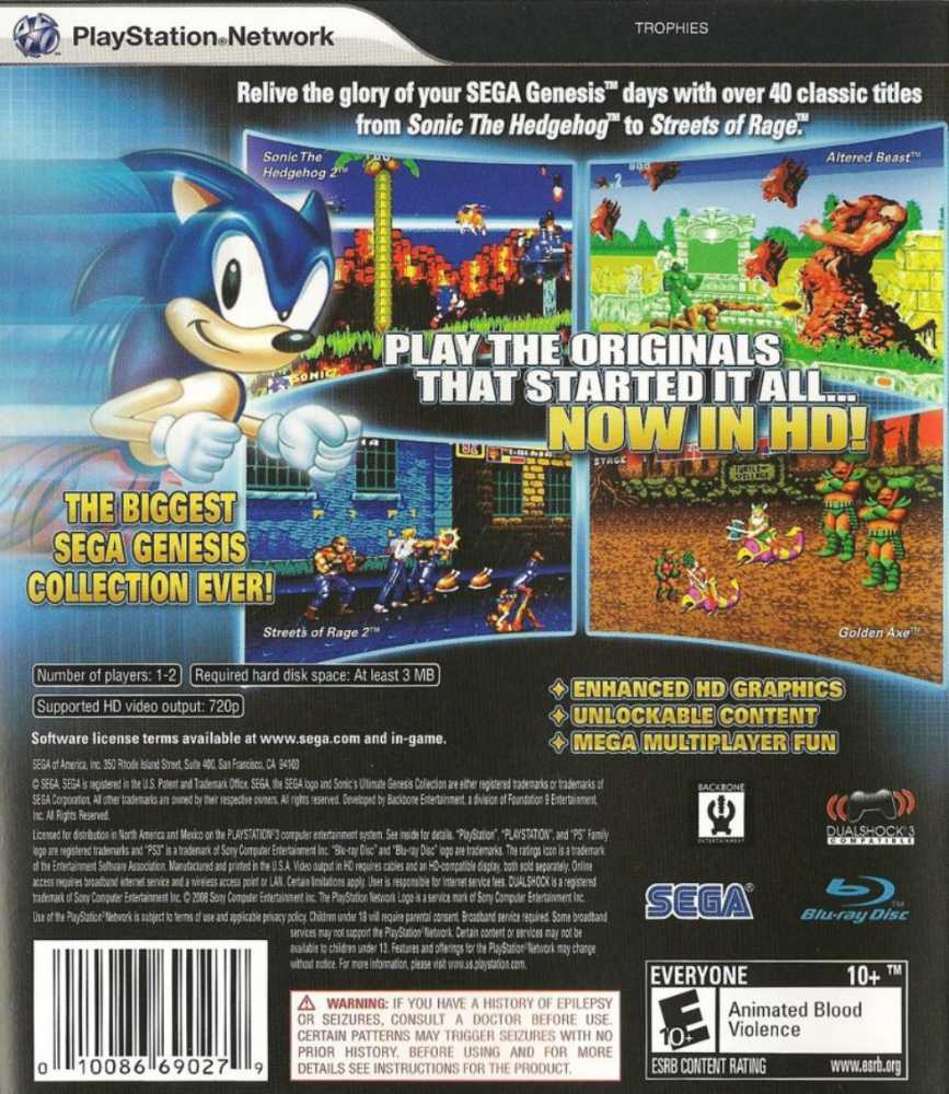 Sonic’s Ultimate Genesis Collection - Sony PlayStation 3 (PS3) (Sega - 1-2) video game collectible - Main Image 2