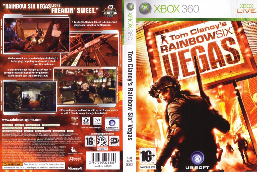 Tom Clancy’s Rainbow Six: Vegas (Grey Classics) - Microsoft Xbox 360 (Ubisoft - 1-4) video game collectible [Barcode 008888523277] - Main Image 2