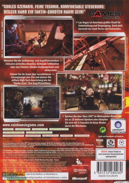 Tom Clancy’s Rainbow Six: Vegas - Microsoft Xbox 360 (Ubisoft - 1-2) video game collectible [Barcode 3307210226419] - Main Image 2