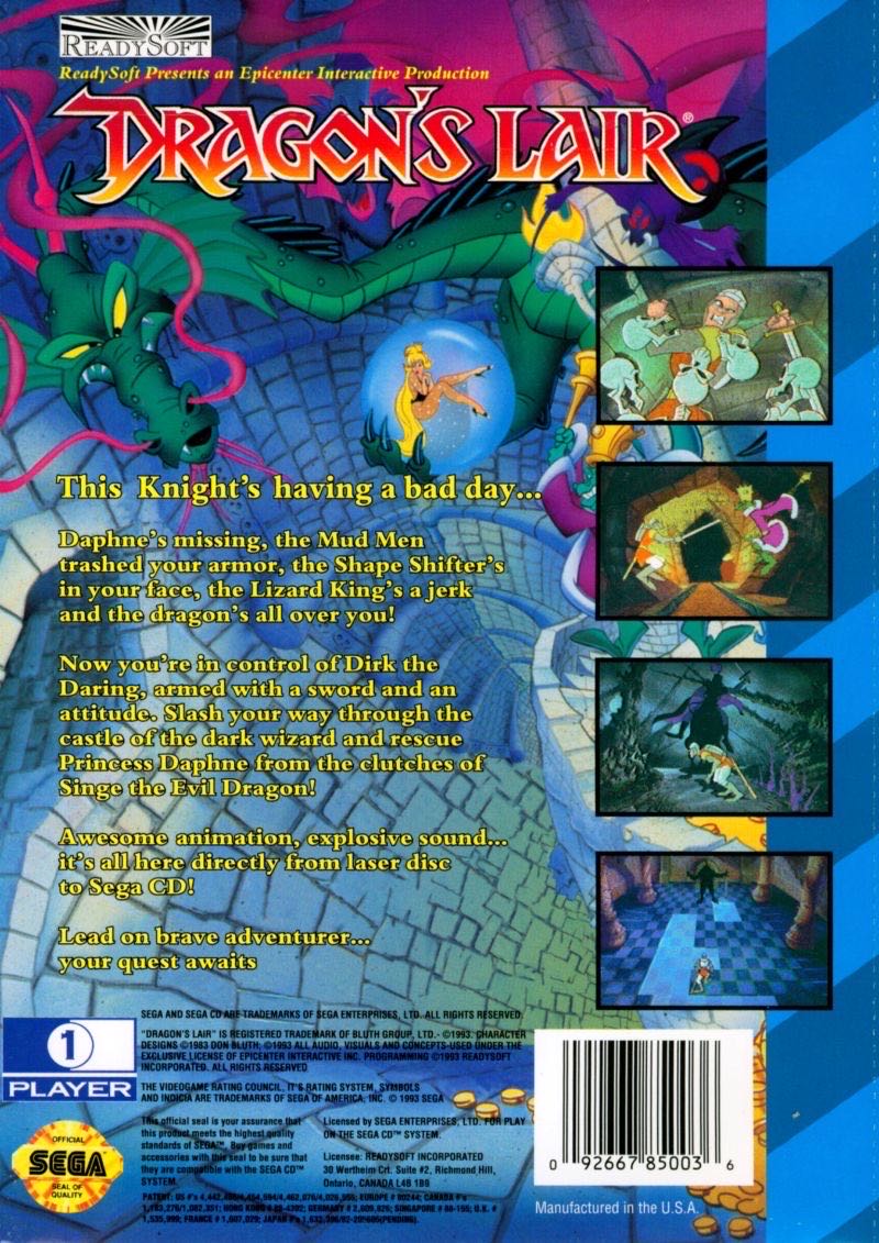 Dragon’s Lair - Sega CD video game collectible - Main Image 2