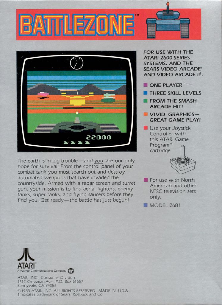 Battlezone - Atari 2600 (Atari, Inc.) video game collectible - Main Image 2