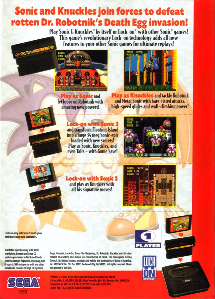 Sonic & Knuckles - Sega Genesis (Mega Drive) (Sega - 1) video game collectible - Main Image 2