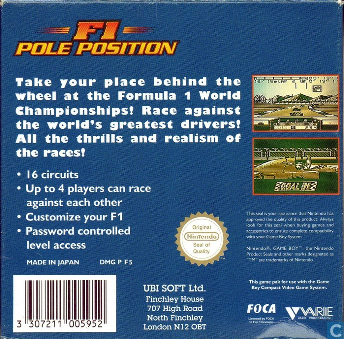F1 Pole Position - Nintendo Game Boy video game collectible - Main Image 2