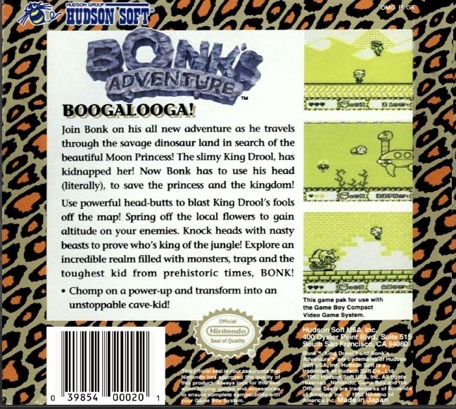 Bonk’s Adventure - Nintendo Game Boy (Jaleco) video game collectible - Main Image 2