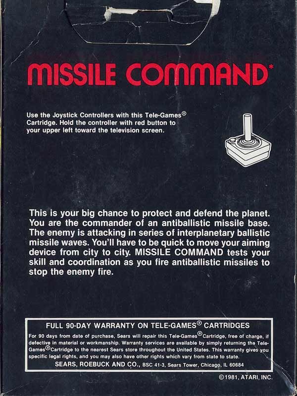 Missle Command - Atari 2600 (Atari) video game collectible - Main Image 2