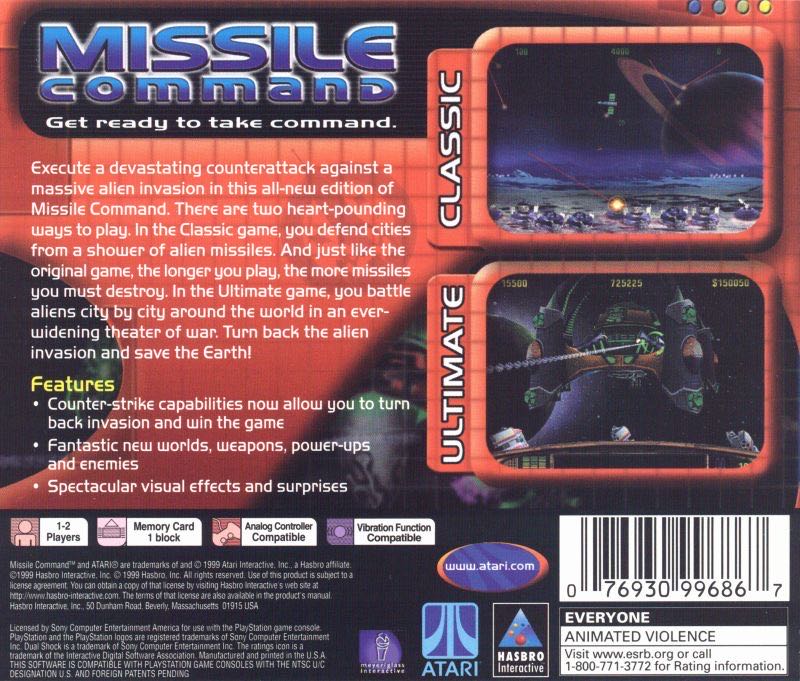 Missle Command - Sony PlayStation video game collectible - Main Image 2