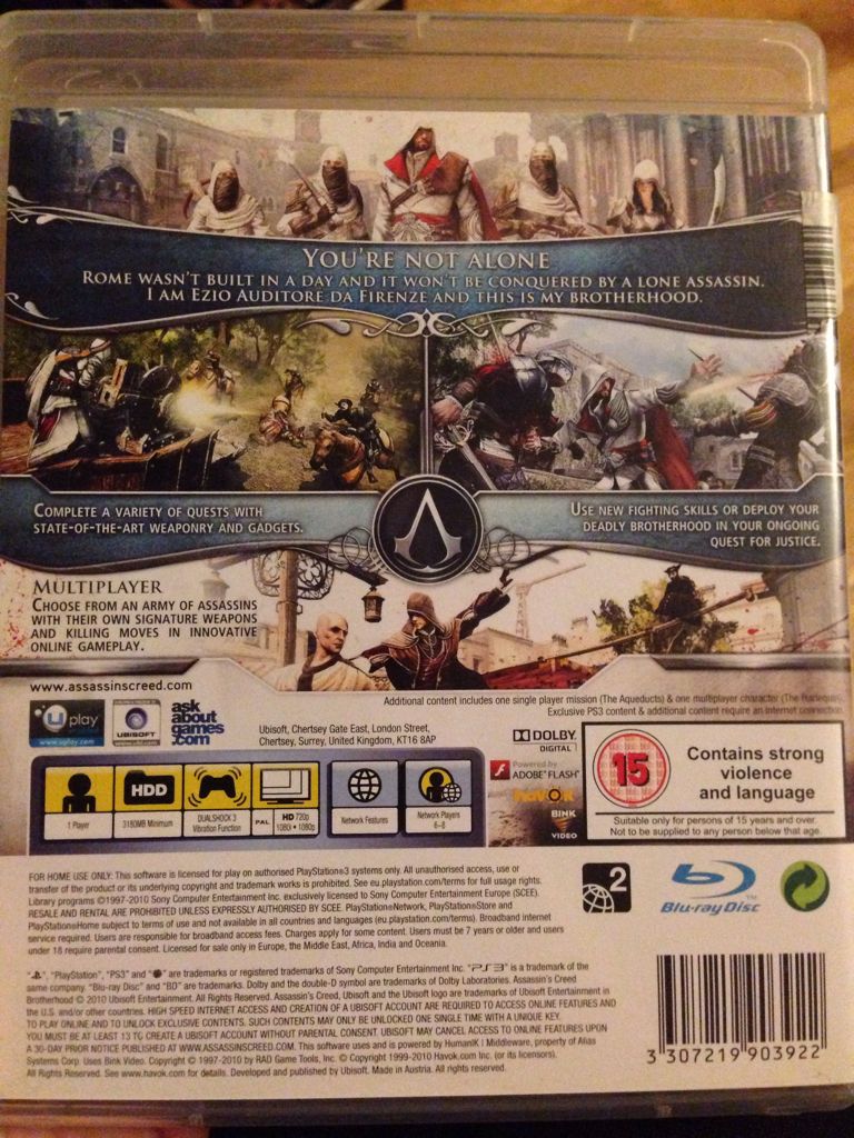 Assassin’s Creed Brotherhood - Sony PlayStation 3 (PS3) (Ubisoft - 1) video game collectible [Barcode 3307219903922] - Main Image 2