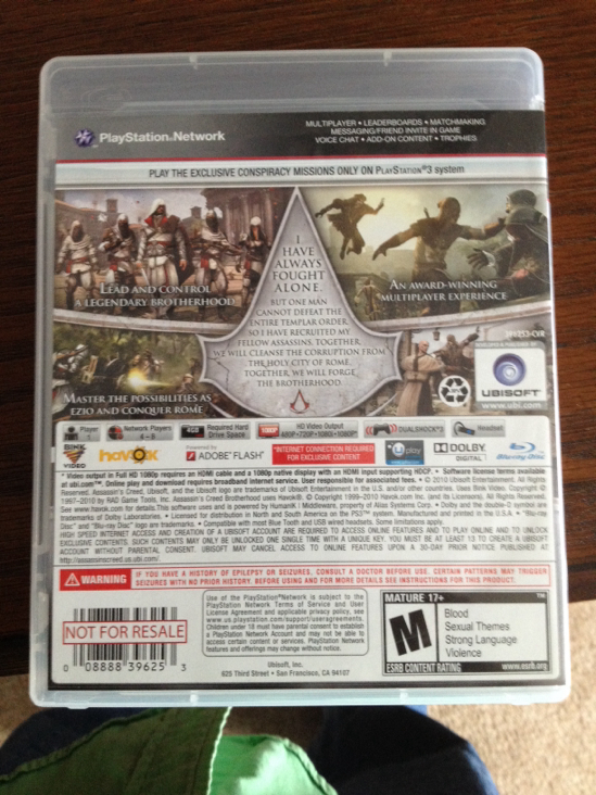 Assassin’s Creed Brotherhood - Sony PlayStation 3 (PS3) (Unisoft) video game collectible - Main Image 2