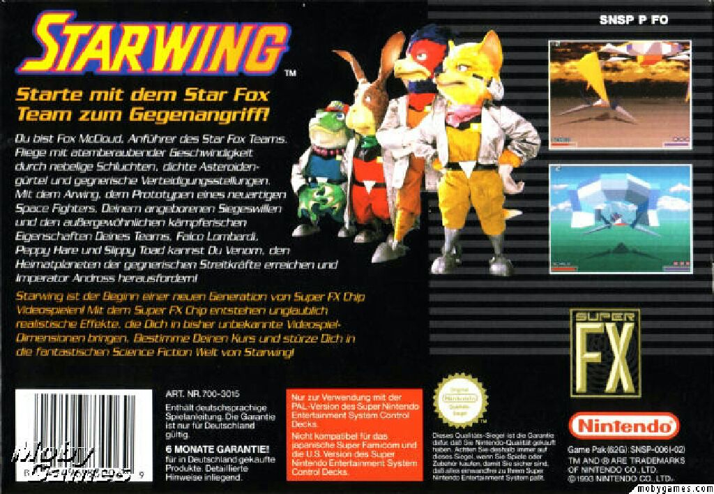 Starfox - Nintendo Super Nintendo Entertainment System (SNES) video game collectible - Main Image 2