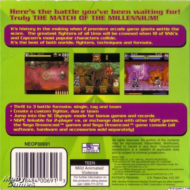 SNK vs. Capcom: The Match of the Millennium - Valve Steam (SNK Corporation - 1-2) video game collectible [Barcode 4964808601592] - Main Image 2