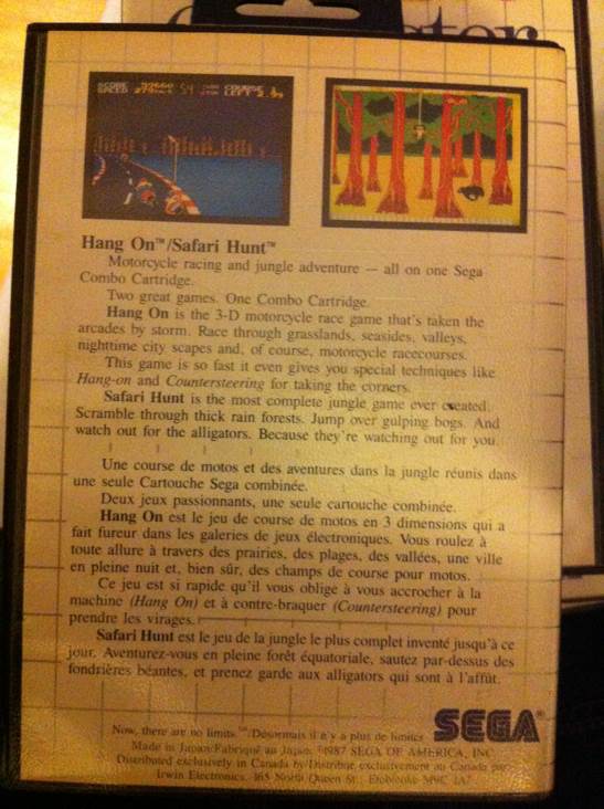 Hang On & Safari Hunt - Sega Mega Drive (Irwin Electronics) video game collectible - Main Image 2