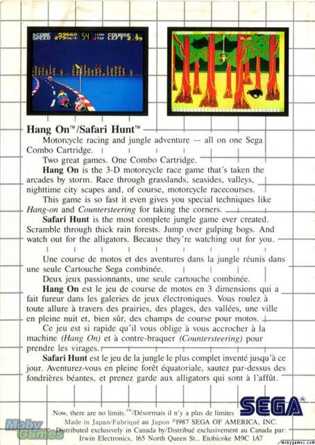 Hang On & Safari Hunt - Sega Master System video game collectible - Main Image 2