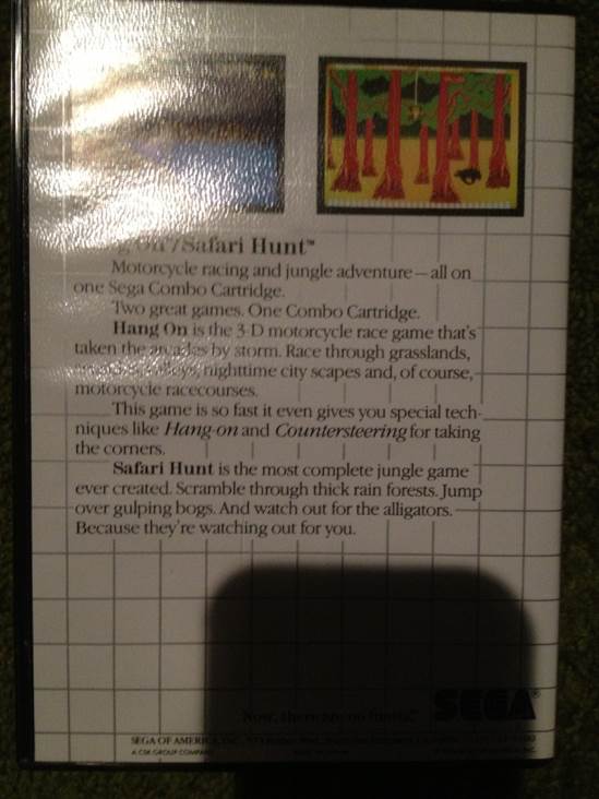 Hang On & Safari Hunt - Sega Master System (Sega - 1) video game collectible - Main Image 2